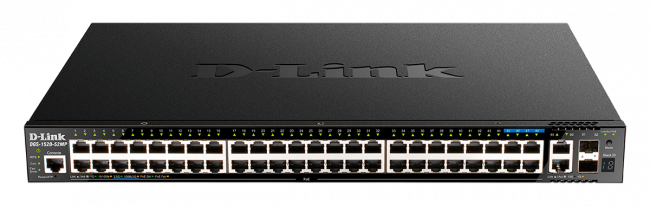 Управляемый L3 стекируемый PoE-коммутатор D-Link DGS-1520-52MP/A2A — для бизнеса и офиса