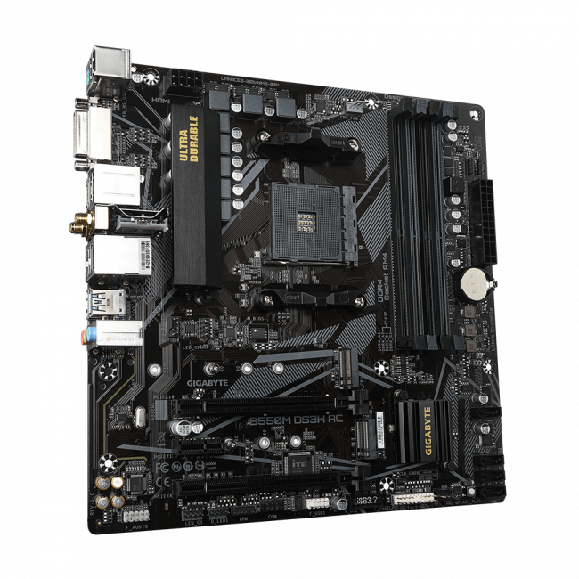 Материнская плата Gigabyte B550M DS3H AC — для бизнеса и офиса Материнская плата Gigabyte B550M DS3H AC — для бизнеса и офиса