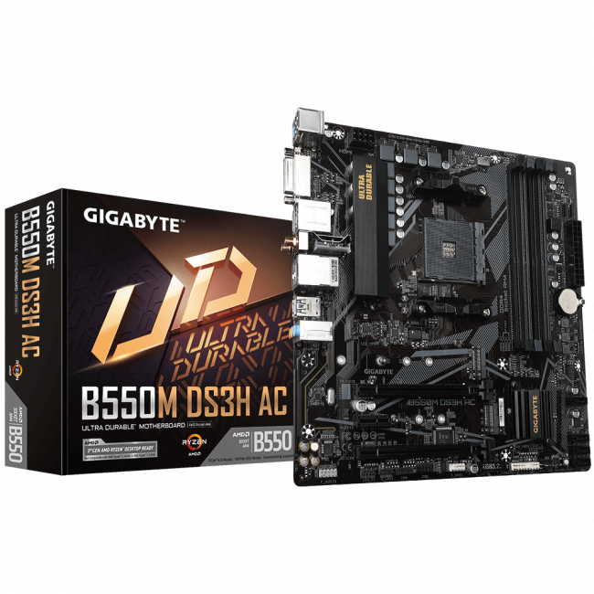 Материнская плата Gigabyte B550M DS3H AC — для бизнеса и офиса Материнская плата Gigabyte B550M DS3H AC — для бизнеса и офиса