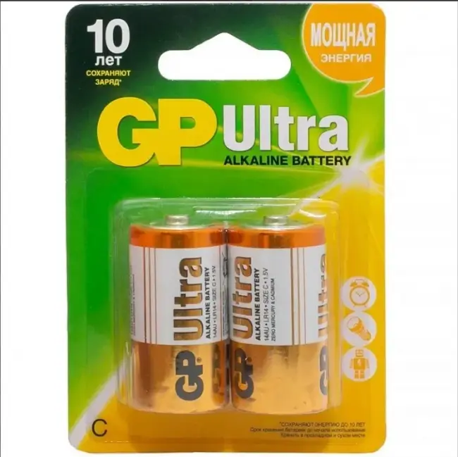 Алкалиновые батарейки GP Ultra Alkaline 14А C - 2 шт. на блистере GP 4891199034473 — для бизнеса и офиса Алкалиновые батарейки GP Ultra Alkaline 14А C - 2 шт. на блистере GP 4891199034473 — для бизнеса и офиса