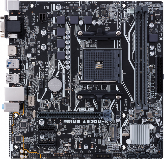 Материнская плата ASUS PRIME A320M-K — для бизнеса и офиса Материнская плата ASUS PRIME A320M-K — для бизнеса и офиса