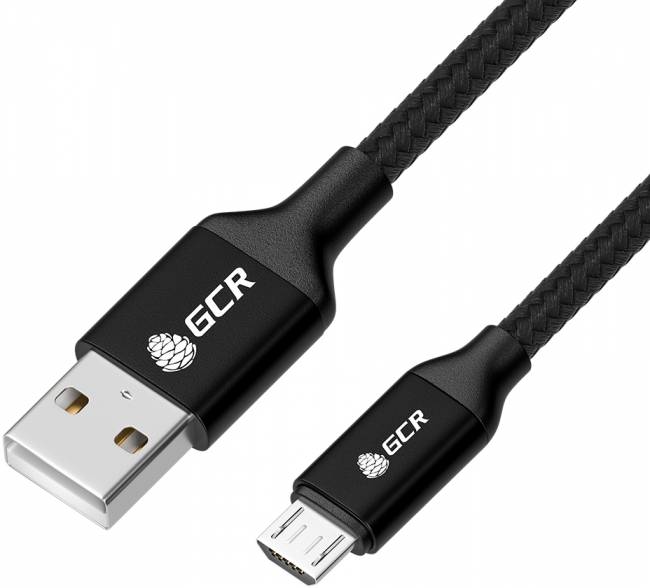 GCR QC Кабель 1.5m MicroUSB, быстрая зарядка, черный нейлон, AL корпус черный, черный ПВХ, 28/24 AWG, GCR-52476 Greenconnect USB 2.0 Type-AM - microUSB 2.0 (m) 1.5м — для бизнеса и офиса