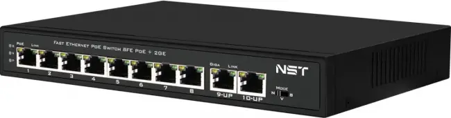 Passive PoE коммутатор Fast Ethernet NST NS-SW-8F2F-P/A — для бизнеса и офиса Passive PoE коммутатор Fast Ethernet NST NS-SW-8F2F-P/A — для бизнеса и офиса