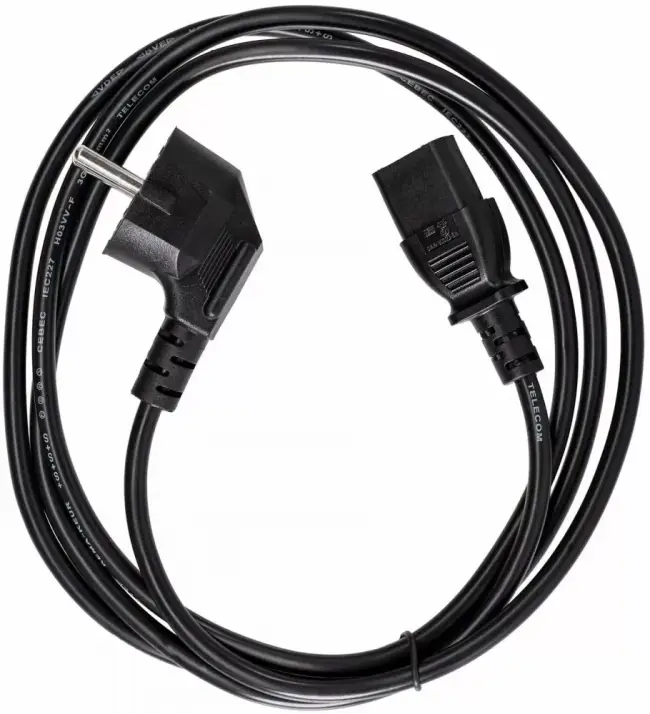 Кабель комп - розетка 220V EU (угловой)<VDE> 3GX0,75mm2, 1,8m, медь, Telecom <TY021-CU0.75-1.8M> VCOM TY021-CU0.75-1.8M — для бизнеса и офиса