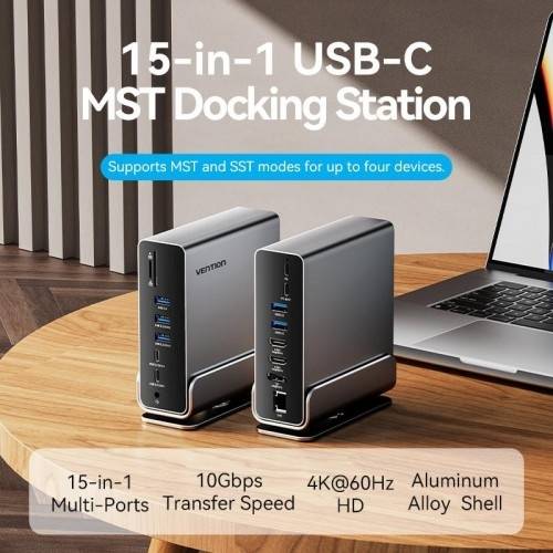 Мультифункциональная док-станция Vention USB Type C 15 в 1 Vention TPUH0 — для бизнеса и офиса Мультифункциональная док-станция Vention USB Type C 15 в 1 Vention TPUH0 — для бизнеса и офиса