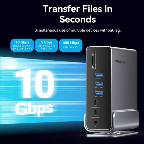 Мультифункциональная док-станция Vention USB Type C 15 в 1 Vention TPUH0 — для бизнеса и офиса Мультифункциональная док-станция Vention USB Type C 15 в 1 Vention TPUH0 — для бизнеса и офиса