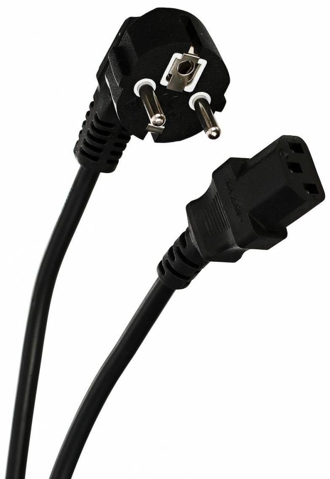 Кабель компьютер --> розетка 220V ( угловая Евровилка) <VDE> 3G*1mm2 VCOM <CE021-CU1.0-1.8> , 1,8 м VCOM CE021 CU 1.0 EURO — для бизнеса и офиса
