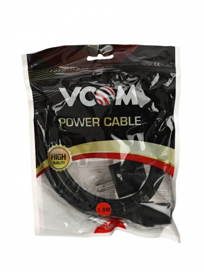 Кабель компьютер --> розетка 220V ( угловая Евровилка) <VDE> 3G*1mm2 VCOM <CE021-CU1.0-1.8> , 1,8 м VCOM CE021 CU 1.0 EURO — для бизнеса и офиса