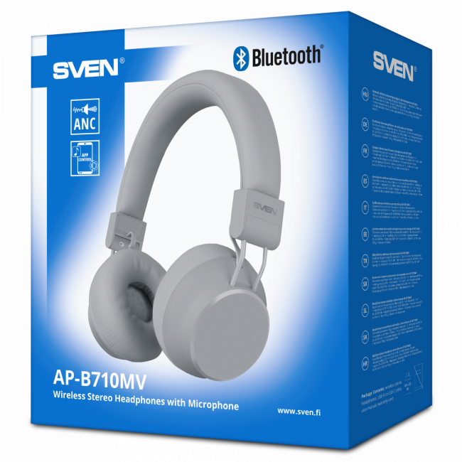 Беспроводные стереонаушники с микрофоном SVEN AP-B710MV, серый (Bluetooth, ANC, APP, 3 mics, 500mAh) Sven SV-022693 — для бизнеса и офиса Беспроводные стереонаушники с микрофоном SVEN AP-B710MV, серый (Bluetooth, ANC, APP, 3 mics, 500mAh) Sven SV-022693 — для бизнеса и офиса