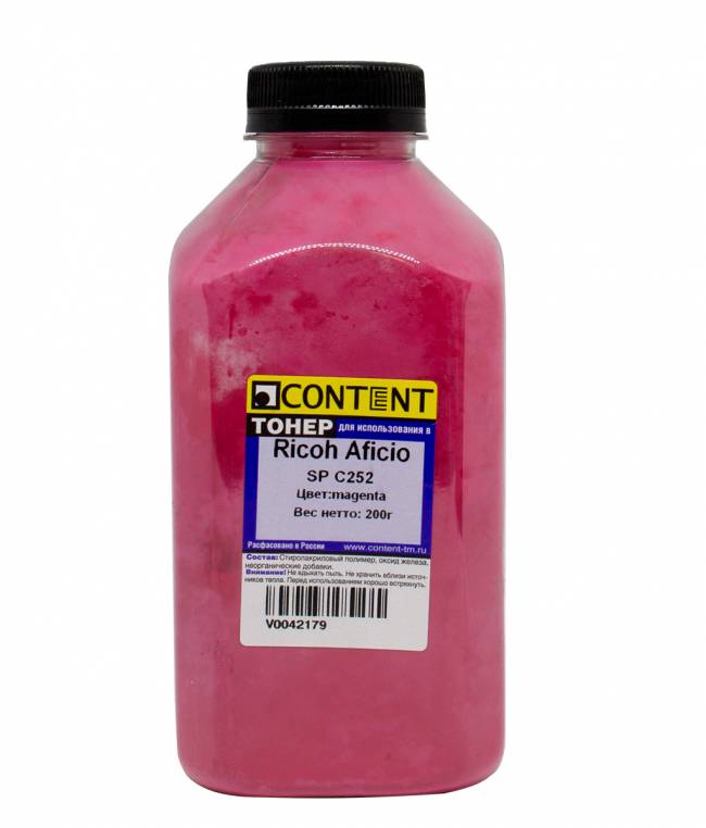Тонер Content для Ricoh Aficio SP C252, M, 200 г, банка — для бизнеса и офиса Тонер Content для Ricoh Aficio SP C252, M, 200 г, банка — для бизнеса и офиса