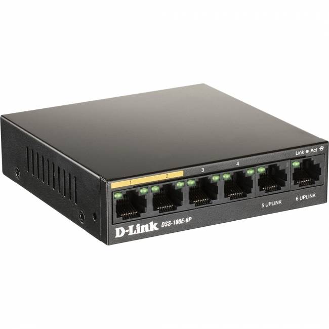 Коммутатор D-Link DSS-100E-6P/A1A — для бизнеса и офиса Коммутатор D-Link DSS-100E-6P/A1A — для бизнеса и офиса