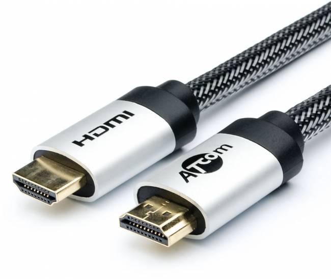 Кабель HDMI 2 м (HIGH speed, Metal gold, в чулке, в пакете) ATcom HDMI (m) - HDMI (m) 2 м — для бизнеса и офиса Кабель HDMI 2 м (HIGH speed, Metal gold, в чулке, в пакете) ATcom HDMI (m) - HDMI (m) 2 м — для бизнеса и офиса