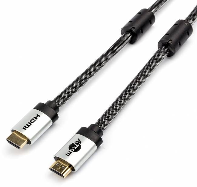 Кабель HDMI 2 м (HIGH speed, Metal gold, в чулке, в пакете) ATcom HDMI (m) - HDMI (m) 2 м — для бизнеса и офиса Кабель HDMI 2 м (HIGH speed, Metal gold, в чулке, в пакете) ATcom HDMI (m) - HDMI (m) 2 м — для бизнеса и офиса