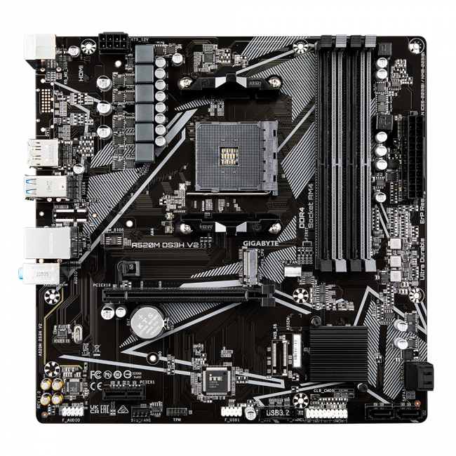 Материнская плата Gigabyte A520M DS3H V2 — для бизнеса и офиса Материнская плата Gigabyte A520M DS3H V2 — для бизнеса и офиса