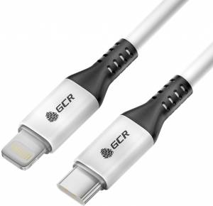 GCR Кабель 1.2m TypeC/Lightning MFI POWER DELIVERY 18 W, быстрая зарядка, белый, корпус белый, черный ПВХ, GCR-53186 Greenconnect USB 2.0 Type-C (m) - Lightning (m) 1.2м