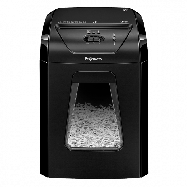 Шредер Fellowes® Powershred® 12C, DIN P-4, 4х40мм, 12лст., 18лтр., Safety Lock Fellowes FS-71201 — для бизнеса и офиса Шредер Fellowes® Powershred® 12C, DIN P-4, 4х40мм, 12лст., 18лтр., Safety Lock Fellowes FS-71201 — для бизнеса и офиса