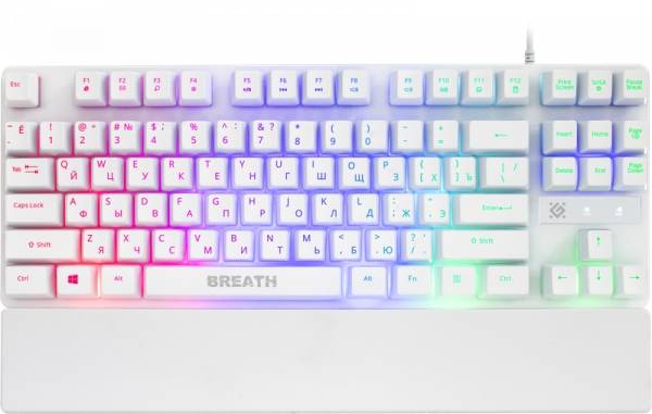 Defender Проводная игровая клавиатура Breath GK-184 RU, белый,радужная,87кнопок Defender 45184 — для бизнеса и офиса Defender Проводная игровая клавиатура Breath GK-184 RU, белый,радужная,87кнопок Defender 45184 — для бизнеса и офиса