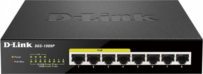 Коммутатор D-Link DGS-1008P/E1 — для бизнеса и офиса Коммутатор D-Link DGS-1008P/E1 — для бизнеса и офиса