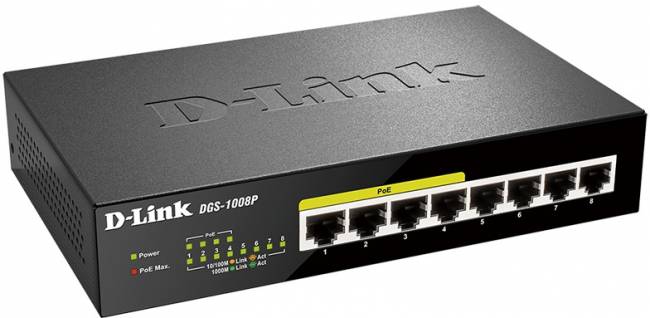Коммутатор D-Link DGS-1008P/E1 — для бизнеса и офиса Коммутатор D-Link DGS-1008P/E1 — для бизнеса и офиса