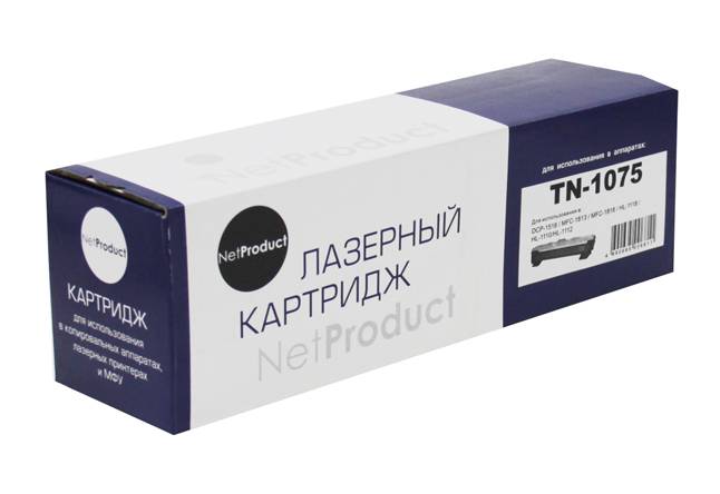Тонер-картридж NetProduct (N-TN-1075) для Brother HL-1110R/1112R/DCP-1510R/MFC-1810R, 1K — для бизнеса и офиса Тонер-картридж NetProduct (N-TN-1075) для Brother HL-1110R/1112R/DCP-1510R/MFC-1810R, 1K — для бизнеса и офиса