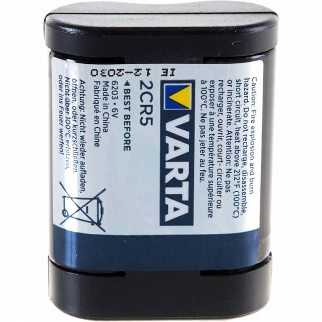 Батарейка Varta 2CR5 BL1 Lithium 6V (6203) (1/10/100) (1 шт.) Varta LITHIUM 2CR5 (06203301401) — для бизнеса и офиса Батарейка Varta 2CR5 BL1 Lithium 6V (6203) (1/10/100) (1 шт.) Varta LITHIUM 2CR5 (06203301401) — для бизнеса и офиса