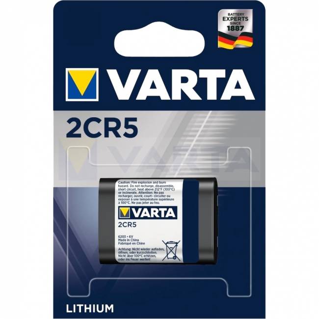 Батарейка Varta 2CR5 BL1 Lithium 6V (6203) (1/10/100) (1 шт.) Varta LITHIUM 2CR5 (06203301401) — для бизнеса и офиса Батарейка Varta 2CR5 BL1 Lithium 6V (6203) (1/10/100) (1 шт.) Varta LITHIUM 2CR5 (06203301401) — для бизнеса и офиса