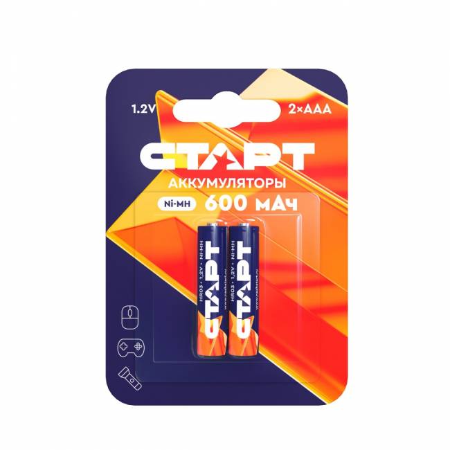 Элемент питания Аккумулятор СТАРТ Ni-MH HR03 ААА 600mAh BL2 — для бизнеса и офиса Элемент питания Аккумулятор СТАРТ Ni-MH HR03 ААА 600mAh BL2 — для бизнеса и офиса