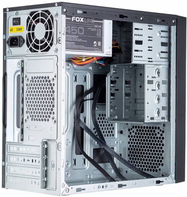 Корпус с блоком питания 450Вт. Foxline FL-733-FZ450R — для бизнеса и офиса Корпус с блоком питания 450Вт. Foxline FL-733-FZ450R — для бизнеса и офиса