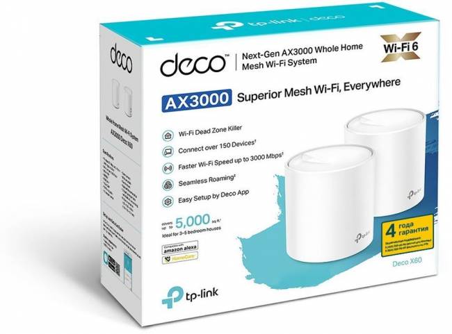 Точка доступа TP-Link Deco X60(2-pack) — для бизнеса и офиса Точка доступа TP-Link Deco X60(2-pack) — для бизнеса и офиса