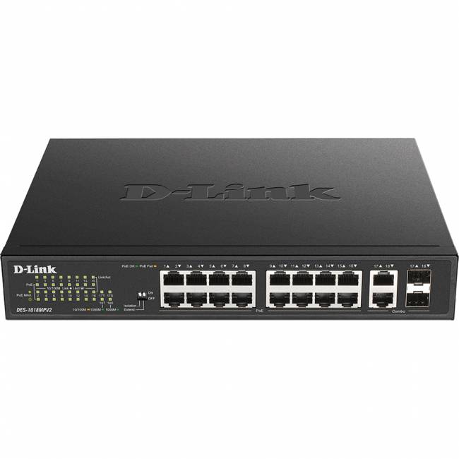 Коммутатор D-Link DES-1018MPV2/E — для бизнеса и офиса Коммутатор D-Link DES-1018MPV2/E — для бизнеса и офиса