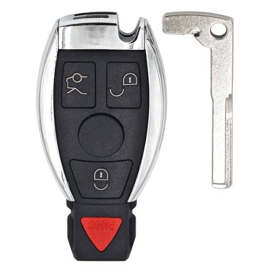 Корпус смарт ключа MERCEDES-BENZ 3+1 кнопка + вставка HU64 — для бизнеса и офиса Корпус смарт ключа MERCEDES-BENZ 3+1 кнопка + вставка HU64 — для бизнеса и офиса