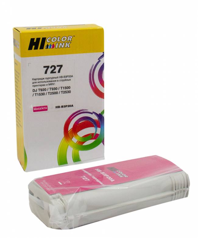 Картридж Hi-Black (B3P20A) для HP DJ T920/T1500, Magenta, №727, 130 мл — для бизнеса и офиса Картридж Hi-Black (B3P20A) для HP DJ T920/T1500, Magenta, №727, 130 мл — для бизнеса и офиса