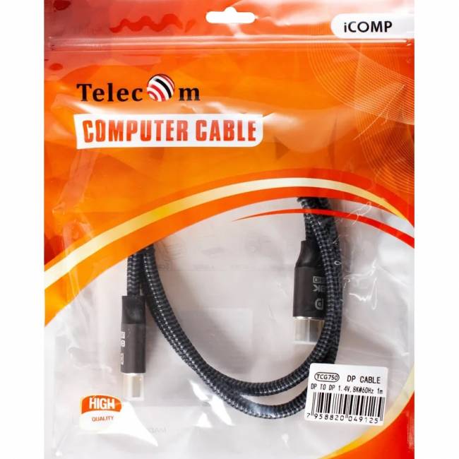Кабель соединительный DP-DP 1.4V 8K@60Hz  1м, Telecom Pro <TCG750-1M> Кабель Telecom DisplayPort (m)/DisplayPort (m) - 1 м (TCG750-1M) — для бизнеса и офиса