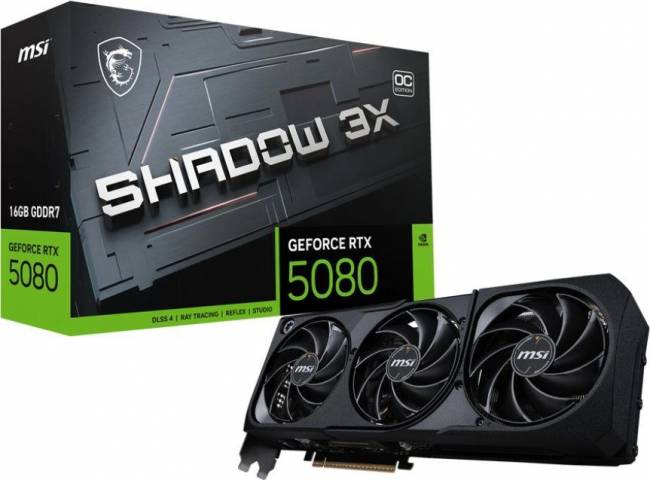 Видеокарта MSI RTX 5080 16G SHADOW 3X OC — для бизнеса и офиса Видеокарта MSI RTX 5080 16G SHADOW 3X OC — для бизнеса и офиса