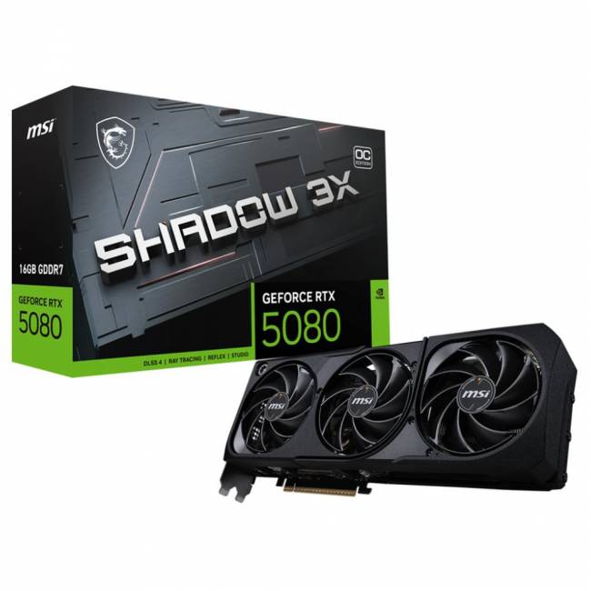 Видеокарта MSI RTX 5080 16G SHADOW 3X OC — для бизнеса и офиса Видеокарта MSI RTX 5080 16G SHADOW 3X OC — для бизнеса и офиса