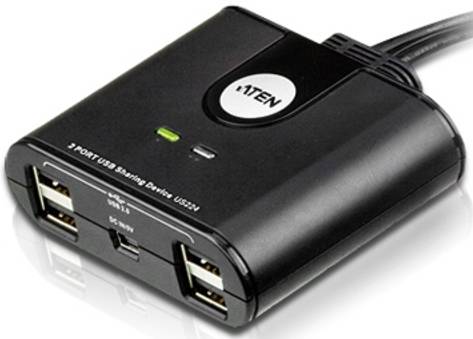 Переключатель, электрон., USB, 2 User > 2 устройства + клавиатура + мышь, 2 USB A-тип > 4 USB A-тип, Male > Female, со встроен. шнурами 2х1.2м., (USB 2.0) ATEN US224 — для бизнеса и офиса Переключатель, электрон., USB, 2 User > 2 устройства + клавиатура + мышь, 2 USB A-тип > 4 USB A-тип, Male > Female, со встроен. шнурами 2х1.2м., (USB 2.0) ATEN US224 — для бизнеса и офиса