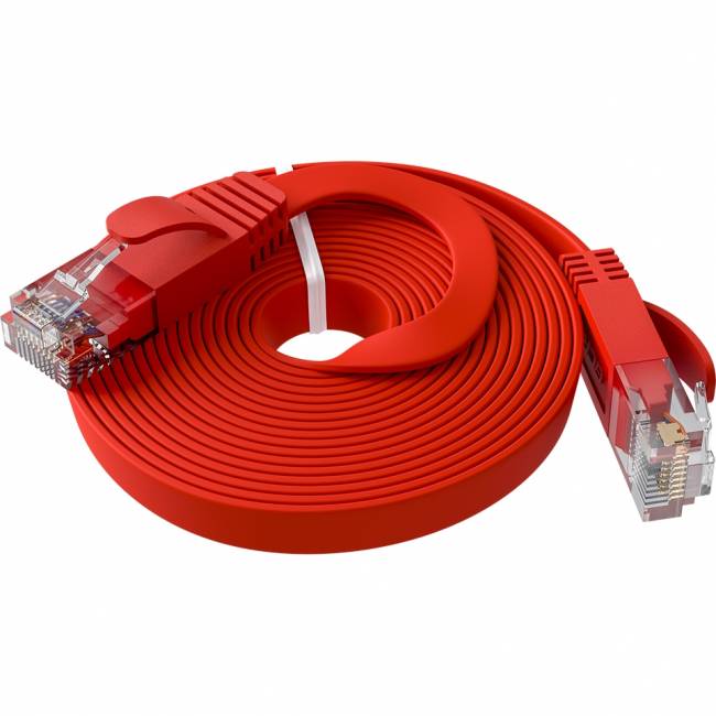 GCR Патч-корд PROF плоский прямой 5.0m, UTP медь кат.6, красный, 30 AWG, ethernet high speed 10 Гбит/с, RJ45, T568B, GCR-52872 Greenconnect GCR-52872 — для бизнеса и офиса GCR Патч-корд PROF плоский прямой 5.0m, UTP медь кат.6, красный, 30 AWG, ethernet high speed 10 Гбит/с, RJ45, T568B, GCR-52872 Greenconnect GCR-52872 — для бизнеса и офиса