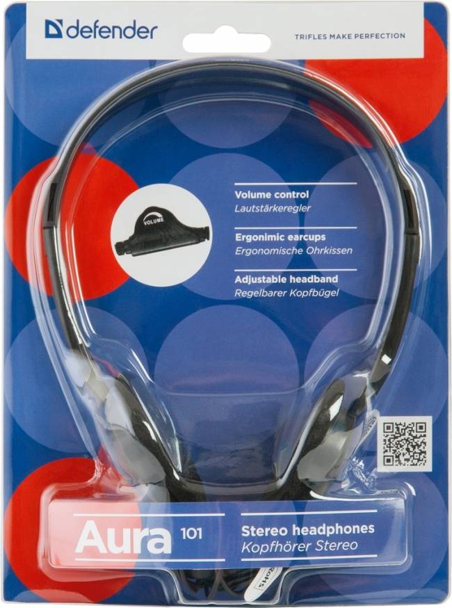 Defender Наушники накладные Aura 101 черный, кабель 1,8 м Defender Aura 101 — для бизнеса и офиса