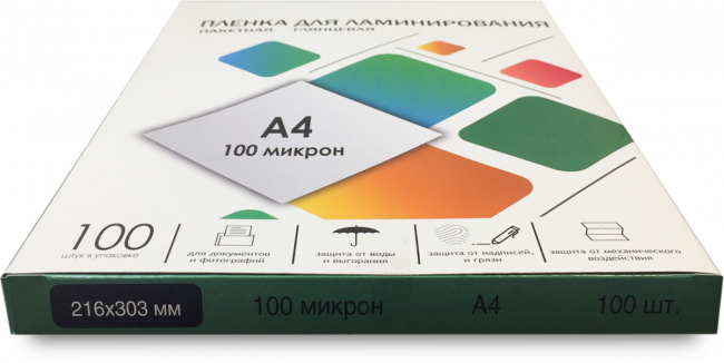 Пленка 216х303 (100 мик) 100 шт. Пленка для ламинирования A4, 216х303 (100 мкм) глянцевая 100шт, ГЕЛЕОС [LPA4-100] — для бизнеса и офиса