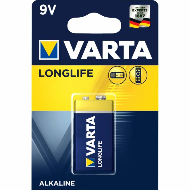 Батарейка Varta LONGLIFE Крона 6LR61 BL1 Alkaline 9V (4122) (1/10/50) (1 шт.) Varta LONGLIFE 6LR61 9-Volt-Block (Krona) (04122101411) — для бизнеса и офиса Батарейка Varta LONGLIFE Крона 6LR61 BL1 Alkaline 9V (4122) (1/10/50) (1 шт.) Varta LONGLIFE 6LR61 9-Volt-Block (Krona) (04122101411) — для бизнеса и офиса
