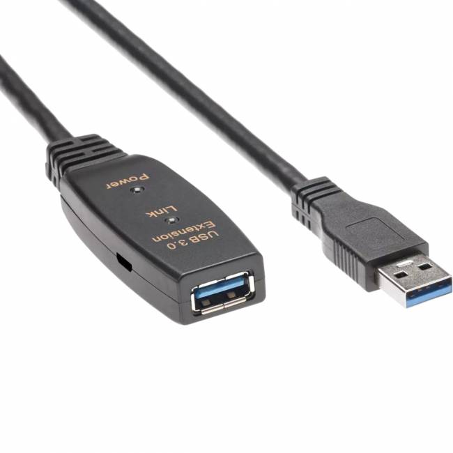 Кабель-адаптер USB3.0-repeater, удлинительный активный <Am-->Af> 15м Aopen/qust<ACU827A-15M> Кабель AOpen 15 м (ACU827A-15M) — для бизнеса и офиса