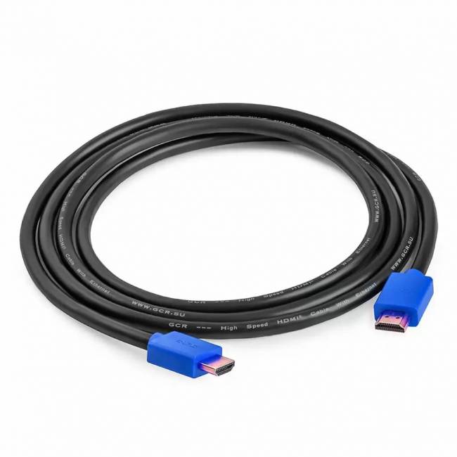 Greenconnect Кабель 0.5m HDMI версия 2.0, HDR 4:2:2, Ultra HD, 4K 60 fps 60Hz/5K*30Hz, 3D, AUDIO, 18.0 Гбит/с, 28/28 AWG, OD7.3mm, тройной экран, черный, синие коннекторы, GCR-HM431-0.5m Greenconnect HDMI (m) - HDMI (m) 0.5м — для бизнеса и офиса
