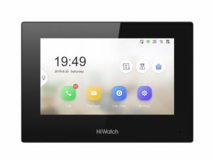 7 гибридный IP видеодомофон с Wi-Fi, Сенсорный 7" цветной TFT LCD экран с разрешением 1024600; встроенные микрофон и динамик; слот для SD карты до 128Гб; тревожные входы/выходы 8/2; 1 RJ-45 10M/100M Ethernet; Wi-Fi; DC12В/PoE; 10Вт;-10 C...+55C; Hikvision