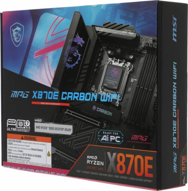 Материнская плата MSI MPG X870E CARBON WIFI — для бизнеса и офиса Материнская плата MSI MPG X870E CARBON WIFI — для бизнеса и офиса