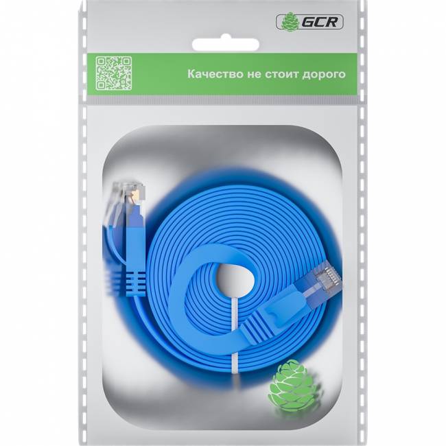 GCR Патч-корд PROF плоский прямой 5.0m, UTP медь кат.6, синий, 30 AWG, ethernet high speed 10 Гбит/с, RJ45, T568B, GCR-52873 Greenconnect GCR-52873 — для бизнеса и офиса GCR Патч-корд PROF плоский прямой 5.0m, UTP медь кат.6, синий, 30 AWG, ethernet high speed 10 Гбит/с, RJ45, T568B, GCR-52873 Greenconnect GCR-52873 — для бизнеса и офиса