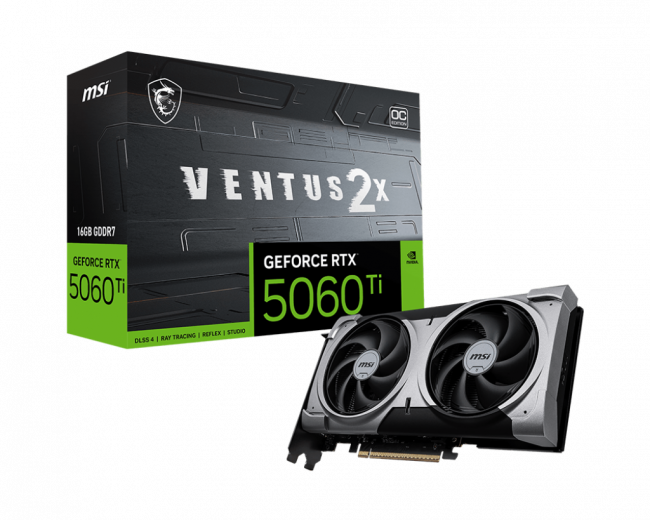 Видеокарта MSI GeForce RTX 5060 Ti 16G VENTUS 2X OC PLUS — для бизнеса и офиса Видеокарта MSI GeForce RTX 5060 Ti 16G VENTUS 2X OC PLUS — для бизнеса и офиса