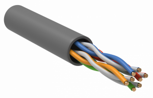 Кабель связи витая пара U/UTP, кат.5E, 4 пары 24AWG solid, 305м, ПВХ, серый ITK LC1-C5E04-111