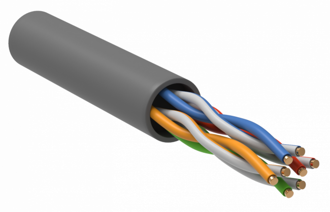 Кабель связи витая пара U/UTP, кат.5E, 4 пары 24AWG solid, 305м, ПВХ, серый ITK LC1-C5E04-111 — для бизнеса и офиса Кабель связи витая пара U/UTP, кат.5E, 4 пары 24AWG solid, 305м, ПВХ, серый ITK LC1-C5E04-111 — для бизнеса и офиса