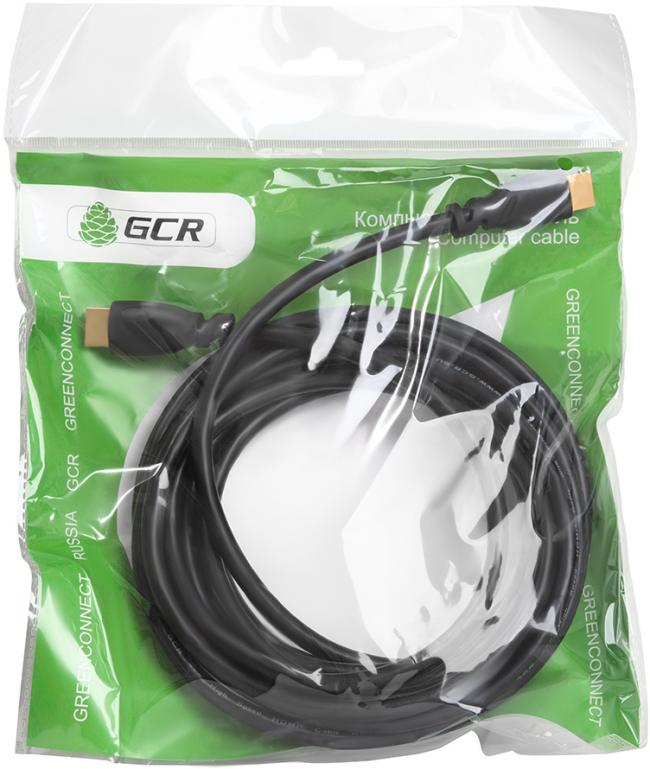 Greenconnect Кабель 1.5m HDMI 1.4, OD7.3mm, 30/30 AWG, позолоченные контакты, Ethernet 10.2 Гбит/с, 3D, 4K, экран Greenconnect HDMI (m) - HDMI (m) 1.5м — для бизнеса и офиса