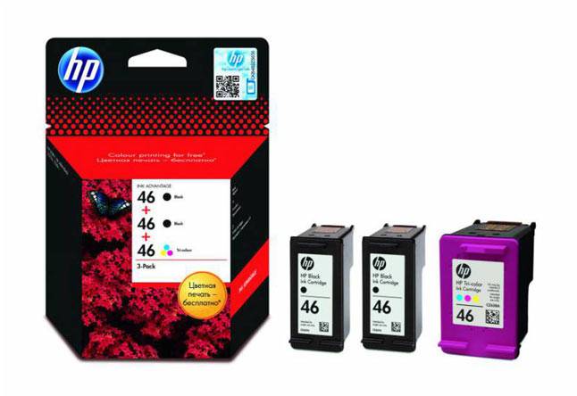 Картридж 46 для HP DJ 2020/2520, 1,5К (O) F6T40AE, BK(2)/Tri-color(1) — для бизнеса и офиса Картридж 46 для HP DJ 2020/2520, 1,5К (O) F6T40AE, BK(2)/Tri-color(1) — для бизнеса и офиса